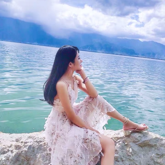 Long dress pink backless - Picture 7 of 8